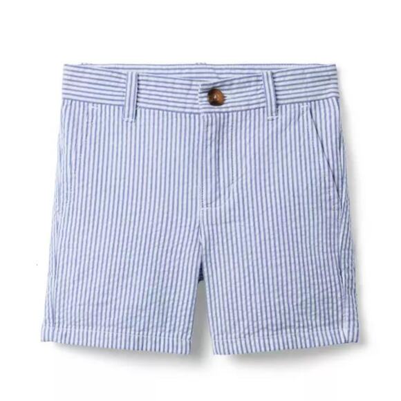 Janie and Jack Boys Striped Seersucker Short Size4 Atlantic blue stripe NEW WT - Picture 1 of 5